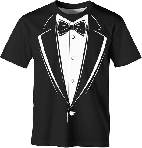 Tuxedo T-Shirt | Short Sleeve Funny Tux with Bowtie Tee Shirt for Men Women in Saudi Arabia