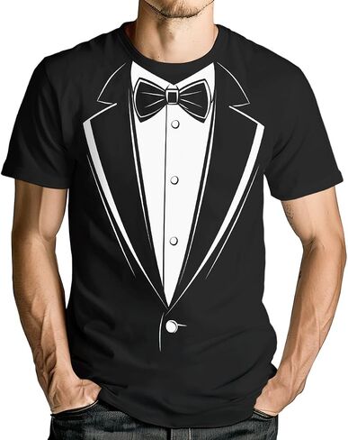 Tuxedo T-Shirt | Short Sleeve Funny Tux with Bowtie Tee Shirt for Men Women in Saudi Arabia