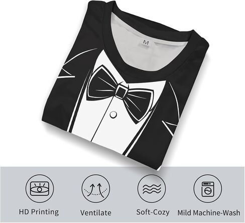 Tuxedo T-Shirt | Short Sleeve Funny Tux with Bowtie Tee Shirt for Men Women in Saudi Arabia
