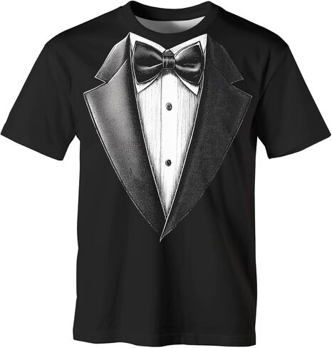 Tuxedo T-Shirt | Short Sleeve Funny Tux with Bowtie Tee Shirt for Men Women in Saudi Arabia