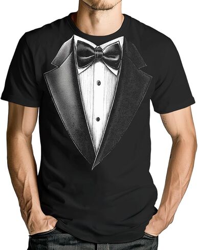 Tuxedo T-Shirt | Short Sleeve Funny Tux with Bowtie Tee Shirt for Men Women in Saudi Arabia
