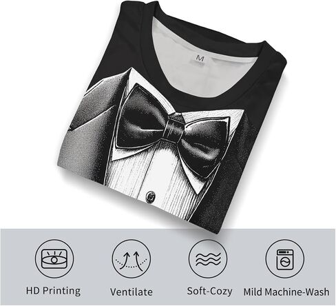 Tuxedo T-Shirt | Short Sleeve Funny Tux with Bowtie Tee Shirt for Men Women in Saudi Arabia