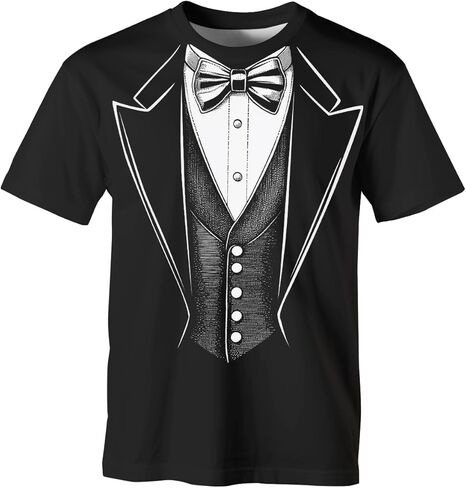 Tuxedo T-Shirt | Short Sleeve Funny Tux with Bowtie Tee Shirt for Men Women in Saudi Arabia