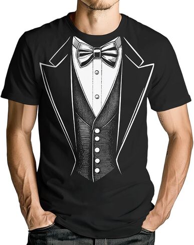 Tuxedo T-Shirt | Short Sleeve Funny Tux with Bowtie Tee Shirt for Men Women in Saudi Arabia