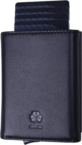 Pop Up Wallet for Men, RFID Blocking Slim Leather Wallet, Minimalist Front Pocket Card Holder with Quick Access Ejector, Ideal Christmas Gift for Dad, Husband, Boyfriend, Stocking Stuffer in Saudi Arabia