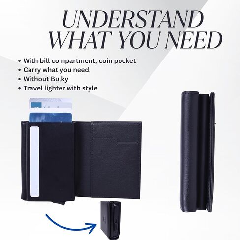 Pop Up Wallet for Men, RFID Blocking Slim Leather Wallet, Minimalist Front Pocket Card Holder with Quick Access Ejector, Ideal Christmas Gift for Dad, Husband, Boyfriend, Stocking Stuffer in Saudi Arabia