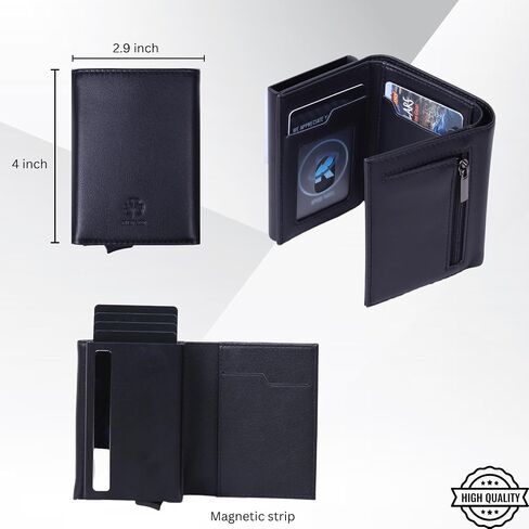 Pop Up Wallet for Men, RFID Blocking Slim Leather Wallet, Minimalist Front Pocket Card Holder with Quick Access Ejector, Ideal Christmas Gift for Dad, Husband, Boyfriend, Stocking Stuffer in Saudi Arabia