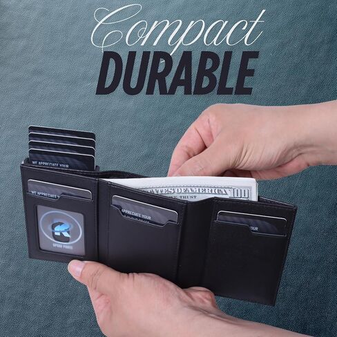 Pop Up Wallet for Men, RFID Blocking Slim Leather Wallet, Minimalist Front Pocket Card Holder with Quick Access Ejector, Ideal Christmas Gift for Dad, Husband, Boyfriend, Stocking Stuffer in Saudi Arabia