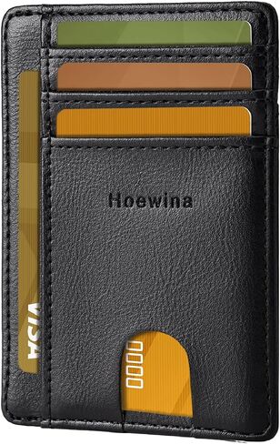 Slim Wallet for Men, Credit Card Holder Wallet, Minimalist Design Blocking Front Pocket Leather Thin Wallet for Men and Women in Saudi Arabia