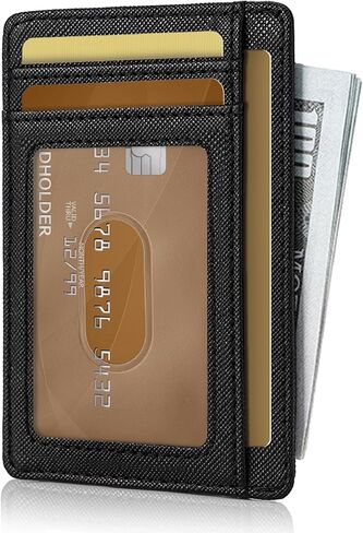 Slim Wallet for Men, Credit Card Holder Wallet, Minimalist Design Blocking Front Pocket Leather Thin Wallet for Men and Women in Saudi Arabia