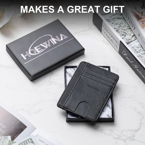 Slim Wallet for Men, Credit Card Holder Wallet, Minimalist Design Blocking Front Pocket Leather Thin Wallet for Men and Women in Saudi Arabia
