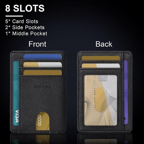 Slim Wallet for Men, Credit Card Holder Wallet, Minimalist Design Blocking Front Pocket Leather Thin Wallet for Men and Women in Saudi Arabia