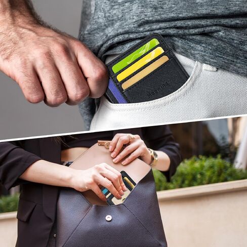 Slim Wallet for Men, Credit Card Holder Wallet, Minimalist Design Blocking Front Pocket Leather Thin Wallet for Men and Women in Saudi Arabia