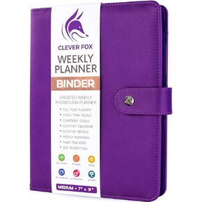 Clever Fox Weekly Planner Binder – Goal Setting Planner for Time Management & Weekly Tasks – Work & Life Organizer with To Do List & Habit Tracker – Undated, 7″ x 9″ Hardcover (Black)