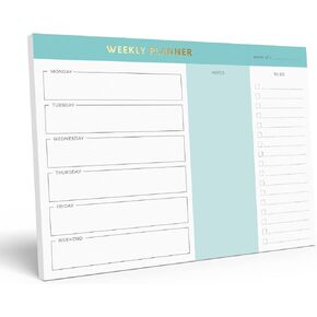Sweetzer & Orange Weekly To Do List Pad. Gold Foil Weekly Organizer Notepad with Daily Agenda Squares. 7x10" Day Scheduler 2025 - Student Agenda, Work Log, and Checklist Note Pad.