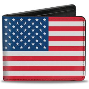 Buckle-Down Men's Wallet, Bifold, United States Flags, Vegan Leather, 4.0" x 3.5"