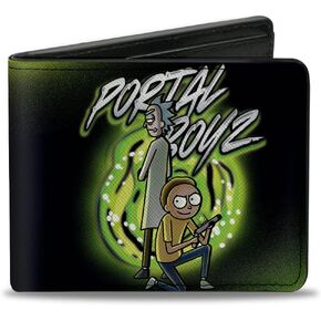 Rick and Morty Wallet, Bifold, Rick and Morty Portal Boyz Pose Black Greens, Vegan Leather