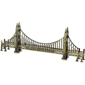 Table Decor Golden Gate Bridge Model Decoration Architecture Bridge Statue International Famous Architecture Bridge Sculptures Metal Tabletop Decoration Golden Retro Decor
