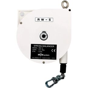 Tigon RW-5 Retractable Spring/Tool Balancer, (Load Capacity: 2.5-5.0 kg/5.5-11 lbs) Steel Cable, Tool Hanger & Fixture Holder