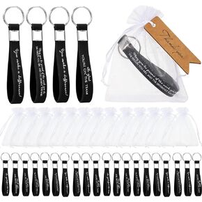 Roowest 60 Sets Employee Appreciation Gift Thank You Silicone Motivational Keychains Bulk Gift for Assistant Teacher Nurse Coworker(Black)