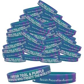 Fight Like a Girl Suicide Prevention Awareness I Wear Teal & Purple for Someone Who Meant the World to Me Silicone Wristbands (100 Pack)
