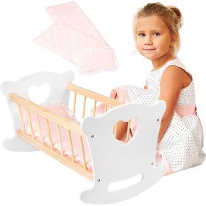 Green series Kinderplay Baby Doll Crib | Baby Doll Cradle - Baby Doll Crib Set | Babydoll Crib | Bassinet Doll | Baby Doll Beds and Cribs | Babydoll Cradle | Baby Doll Cribs White GS2100