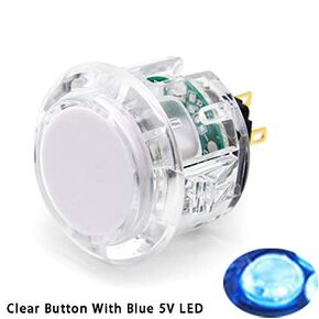 (8PCS 24MM black button with blue LED) Original Qanba Illuminated Push Button 24MM Qanba Sanp In LED Buttons for Arcade Machine DIY Cabinet Machine JAMMA