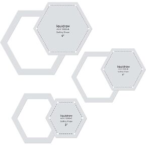 Quilting Templates & Rulers for Patchwork Acrylic Stencils Set of 3 Hexagon Template Shapes for Sewing Machines