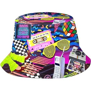 Fashion Retro 80s 90s Bucket Hat Rave Festival Party Outfit for Women Men Fisherman Sun Hat