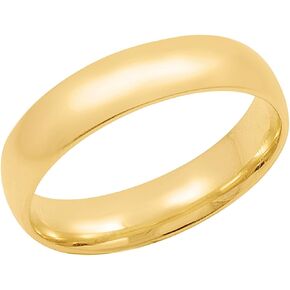 Men's Solid 10K Yellow or 10K White Gold 5mm Comfort Fit Plain Wedding Band (Available Ring Sizes 8-14)