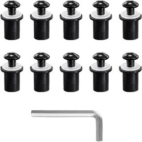 Augeny 10PCS Motorcycle Windshield Bolts Screws Kit, Aluminum Motorbike Windscreen Screw Bolts Nuts Fastener Kit with Wrench, Windshield Body Mounting Bolts Nuts for Motorcycle (Black)