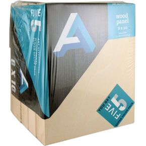 Art Alternatives Classic Wood Panel Value Pack of 5, Gallery, 1.5" Profile, 8" x 10" - Use for Painting, encaustics, Mixed Media Projects, Crafts and More!