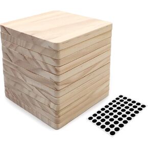 12 قطعة من قواعد الأكواب الخشبية المستديرة غير المكتملة، SIJDIEE مقاس 4 بوصة مصنوعة من قواعد خشبية فارغة مع نقاط سيليكون مضادة للانزلاق لطلاء الخشب الملون ونقش ديكور المنزل in Kuwait