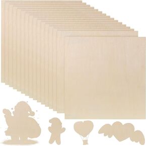 24 Pcs 1/8 Inch Balsa Wood Sheets for Crafts 3 mm Thick Craft Wood Unfinished Plywood Thin Wood Sheets for Drawing Painting Engraving Laser Cutting Burning DIY Crafts (Wood Color, 8 x 8 Inch)