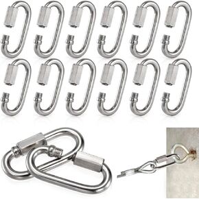 12 Pack Quick Link, 5/16Inch Stainless Steel Oval Locking Clips, 1523lbs Capacity Heavy Duty Clip, Threaded Chain Link for Tire Swing Gym Rope Connector Trailer, M8 in Kuwait
