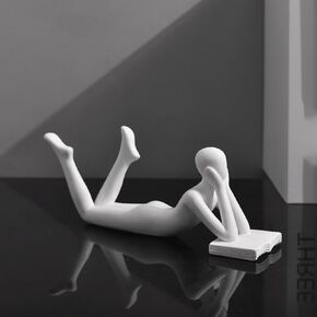 Style-A Beige, Creative Abstract Thinker Bookend for Home Aesthetic, Study, and Wine Cabinet – Stylish Shelf Decor Accent and Thoughtful Gift for Living Room, Bar, or Coffee Shop