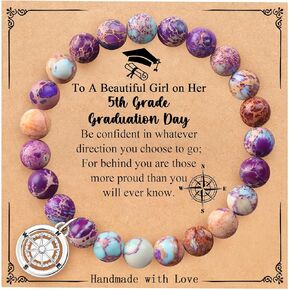 Graduation Gifts for Her Him Class of 2024 Graduation Retirement Bracelets Inspirational College Graduation Compass Bracelet for 5th 8th Men Women