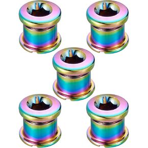 Bike Chainring Bolts Single/Double,MTB Disc Triple Chainwheel Screw,Rainbow Dental Plate Screws Crank Bolts Chainwheel Bolts for RoadBike,Mountain Bike,BMX-5Pcs