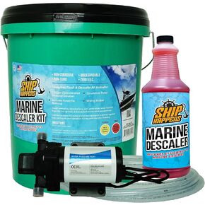 Universal Marine Descaler Kit | Includes Multi-Purpose Descaling Cleaning Solution, Mixing Bucket, Hoses, and Circulation Pump | Safe Marine Boat Engine Flush and A/C Systems