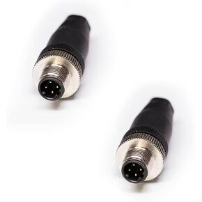 2 Pcs M12 Plug IP67 4 Pin Connector, Industrial M12 D-Code Field Terminable Waterproof Plug 4Pin Male with PG9/PG7 Unshield