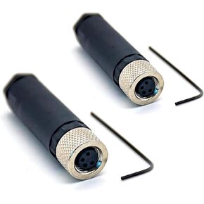 2 Pcs M8 Plug Waterproof 4 Pin Connector, Field Wireable Connector M8 Female Plug 4 Pin Shielded Straight Screw-Joint for Cable IP67 Industrial Sensor Plug Adapter