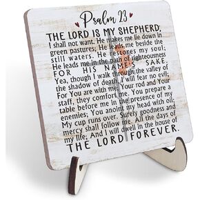 Psalm 23-The Lord is My Shepherd,Christian Quote Wood Plaque Gift,Table Plaque Desk Sign,Wood Sign Plaque Gift, Bible Verse Gift Wood Sign, Christian Family Religious Home Décor, Christian Gif