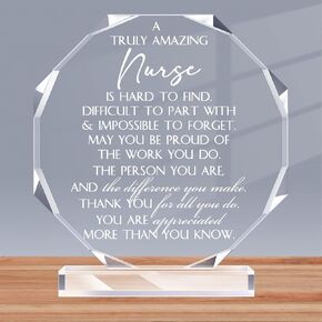 Nurse Appreciation Gift Bulk Inspirational Nurse Acrylic Sign Prizes Thank You Gift Octagon Employee Office Decoration Nursing Assistant Table Decor Keepsake for Women Coworker Team(1 Pcs)