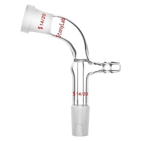 StonyLab Glass Vacuum Take Off Adapter, 105 Degree Bent, Short Stem with 24/40 Joints