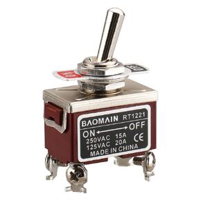 Baomain Toggle Switch DPST ON/Off 2 Position 250VAC 15A 125VAC 20A 1/2" mounting Hole Screw Terminal RT1221 (1PCS)