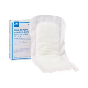 Medline Maxi Adhesive Sanitary Pads, Medium Absorbency, 9 Inches Long, Individually Packaged