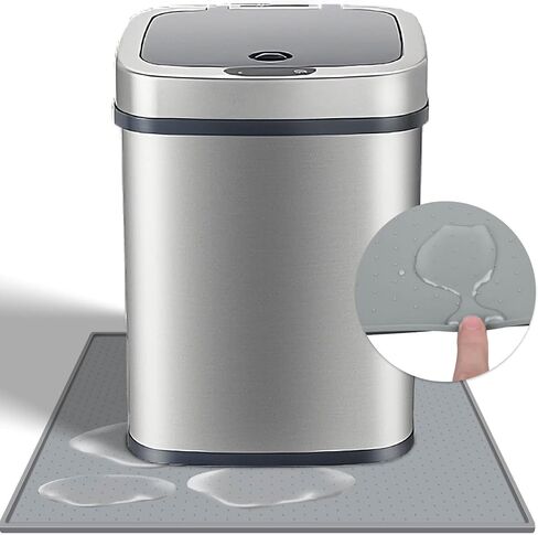 سجادة مقاومة للماء تحت سلة القمامة مع حافة مرتفعة، سجادة سلة المهملات غير قابلة للانزلاق لتقليل خدوش جدار السجاد على الأرض، صينية مطاطية سيليكون واقية للمطبخ in Kuwait