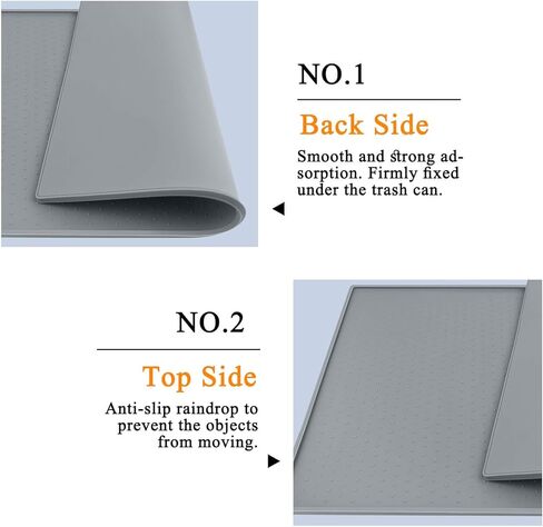 سجادة مقاومة للماء تحت سلة القمامة مع حافة مرتفعة، سجادة سلة المهملات غير قابلة للانزلاق لتقليل خدوش جدار السجاد على الأرض، صينية مطاطية سيليكون واقية للمطبخ in Kuwait