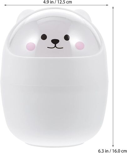Mini Kawaii Cute Bear Trash Bin, Nordic Style Tiny Trash Can, Mini Trash Can with Lid for Office Bedroom Use in Kuwait