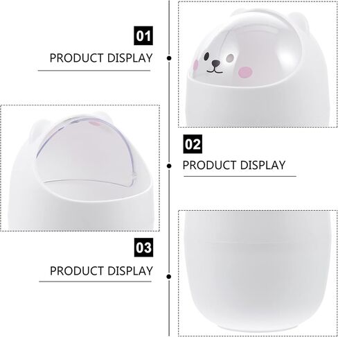 Mini Kawaii Cute Bear Trash Bin, Nordic Style Tiny Trash Can, Mini Trash Can with Lid for Office Bedroom Use in Kuwait